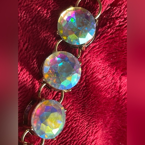 Bracelet aurora borealis crystal bling link adjustable sparkly pick color chunky - Picture 7 of 13